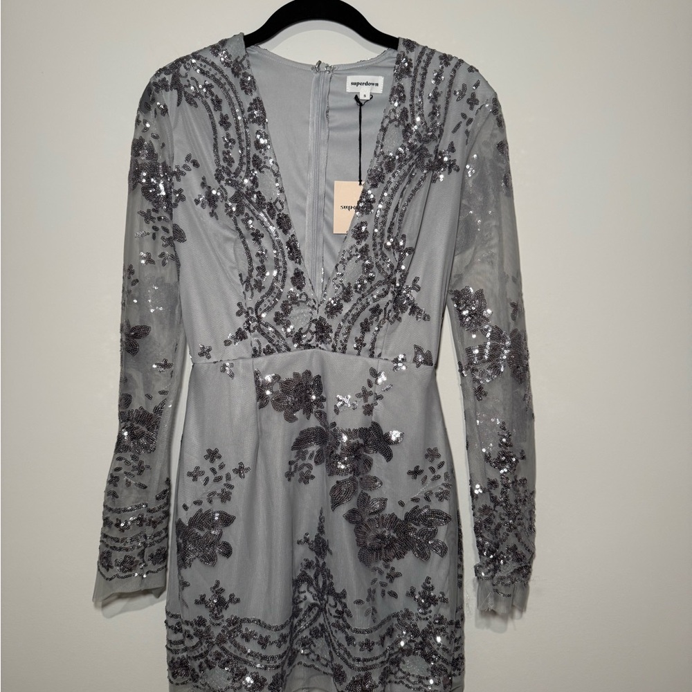 superdown Gray Sequin Mini Dress